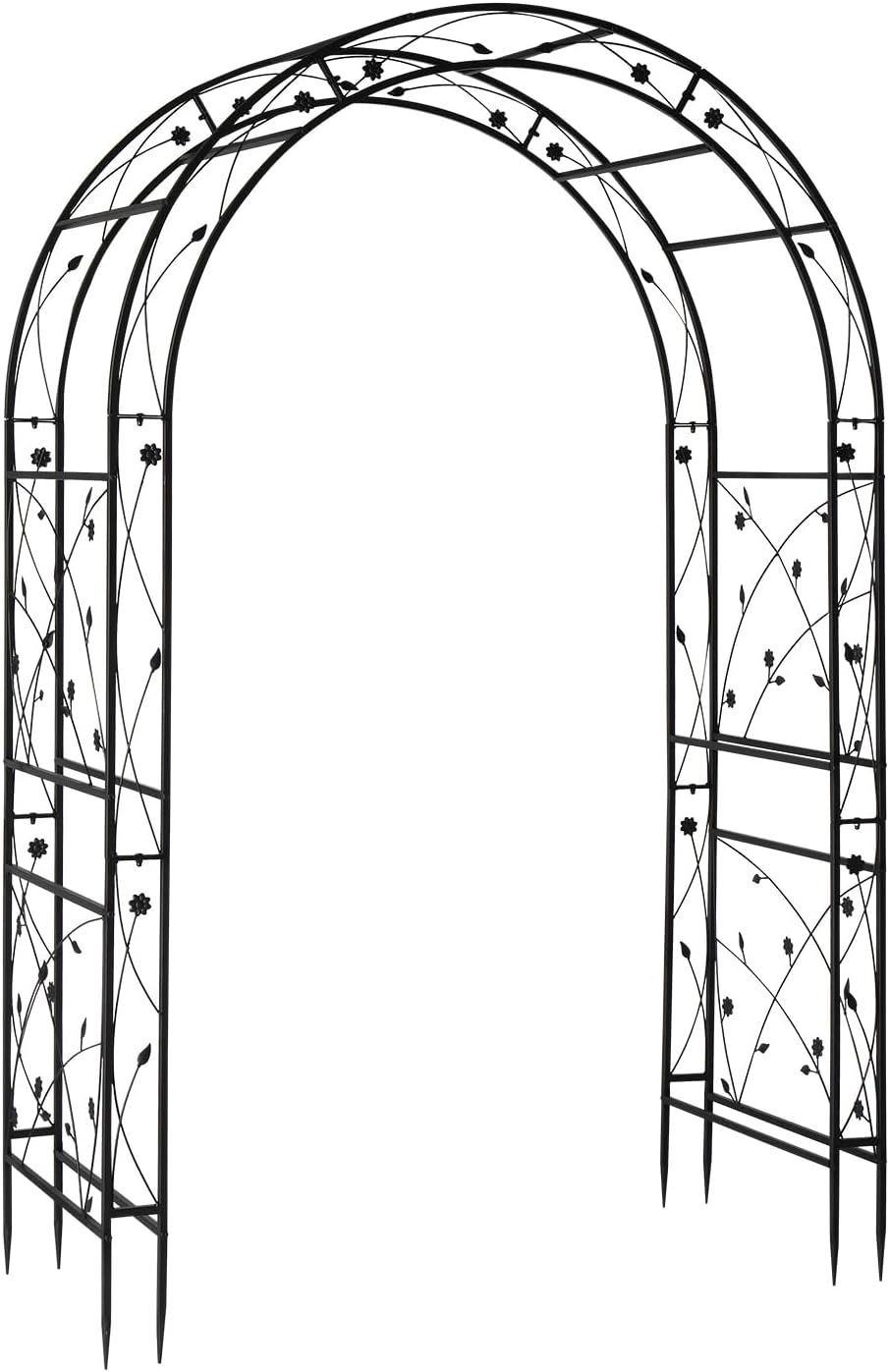 VINGLI Garden Arbor, Arch for Wedding Ceremony Party, Christmas Garden Decor Steel Garden Trellis for Plant Climbing, Pergola for Garden, Backyard, Lawn (Black-59x84)