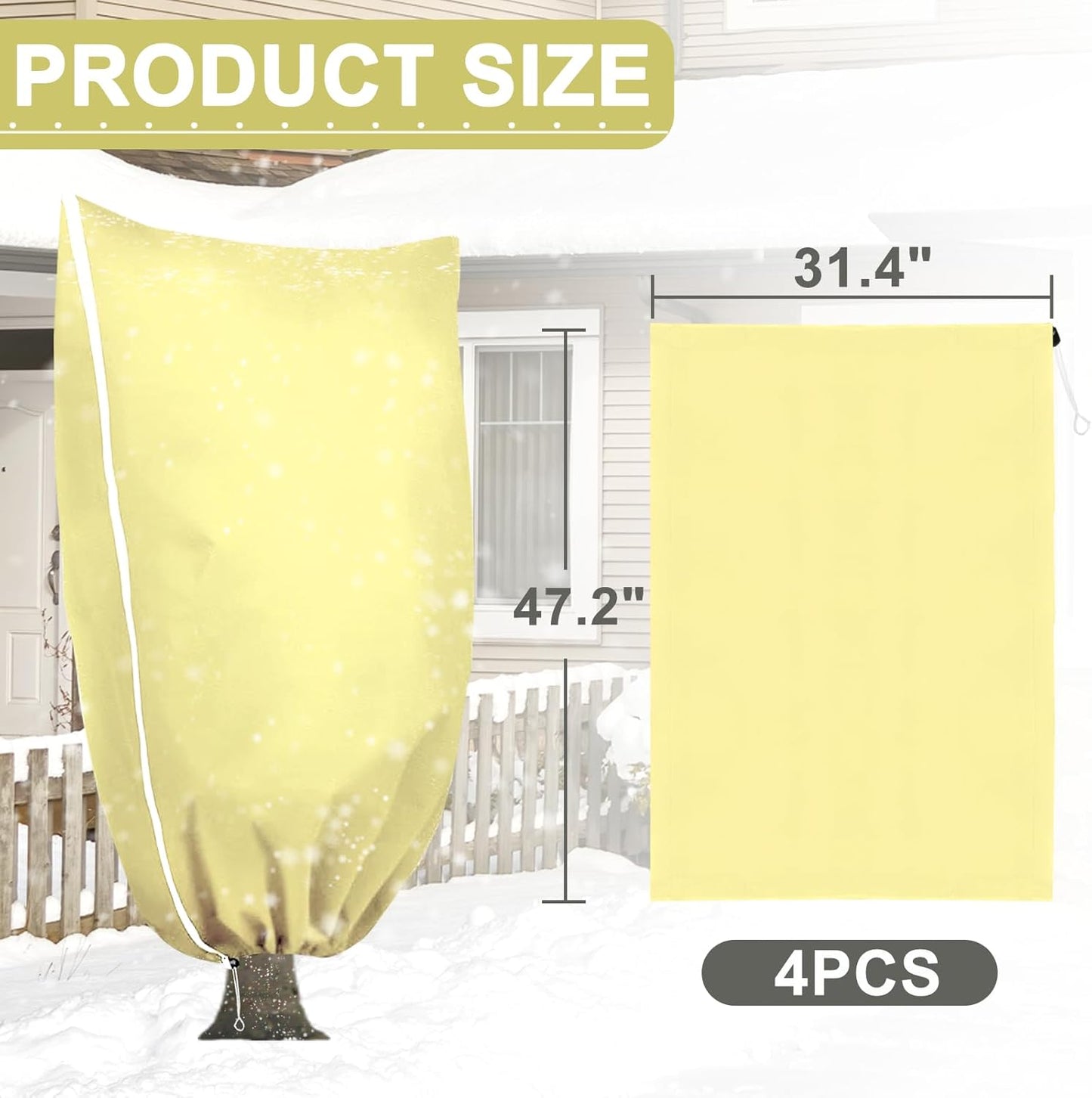 DQS 4 Pack Plant Covers Freeze Protection, 31.4" x47.2" Winter Frost Protection Blankets Frost Cloth,Suitable for Outdoor Winter Frost, Cold Weather, shrubs, Trees, Jackets, and coverings