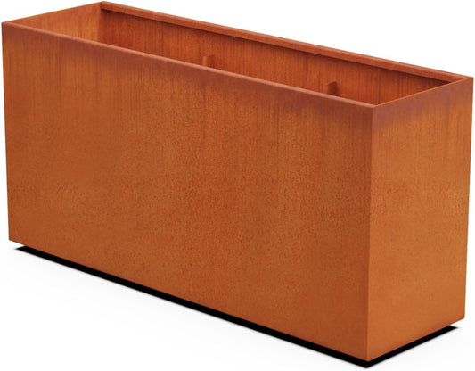 Large Rectangular Planters for Outdoor Plants 60x18x30 | Extra Large Corten Steel Planter Box for Patios & Gardens | Heavy Duty Metal Planter Rectangle, Fully Assembled