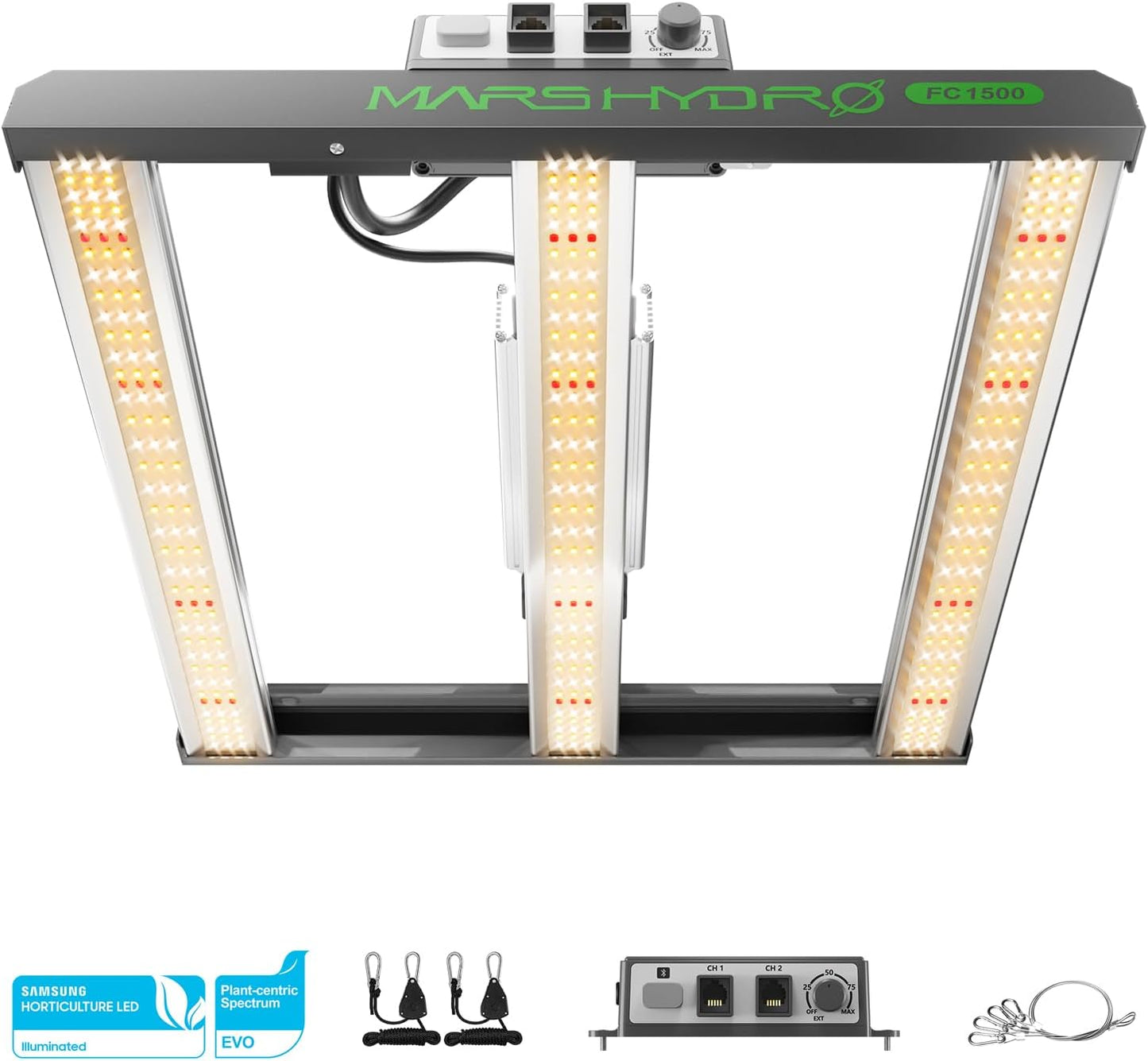 2024 MARS HYDRO FC1500 EVO 150W, Samsung LM301H EVO LED Grow Light 2x2 ft Coverage Full Spectrum Daisy Chain Dimmable Bar Style Grow Lamp for Indoor Plants