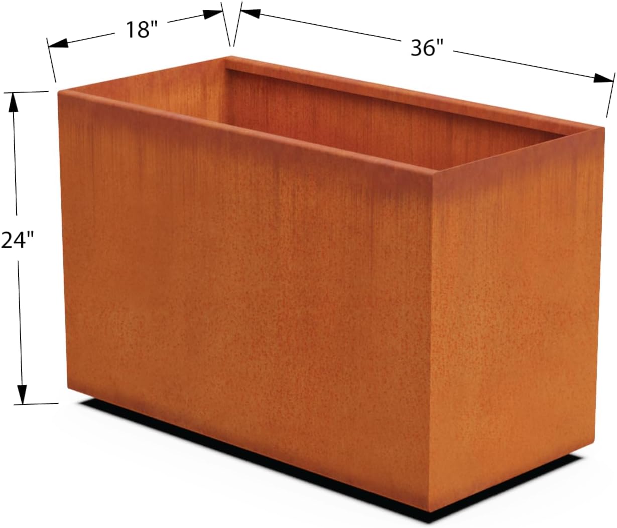 Large Rectangular Planters for Outdoor Plants | 36x18x24 Corten Steel Planter | Extra Large Outdoor Planter Box for Garden & Patio | Heavy Duty Metal Planter Rectangle