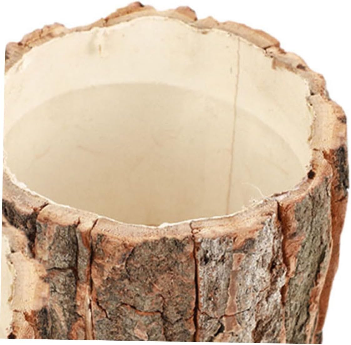 Housoutil Wooden Bark Flower Pots, 6PCS Rustic Farmhouse Planters, Log Plant Containers for Succulents, Cacti, Home and Garden Decor, Weddings, and Holidays