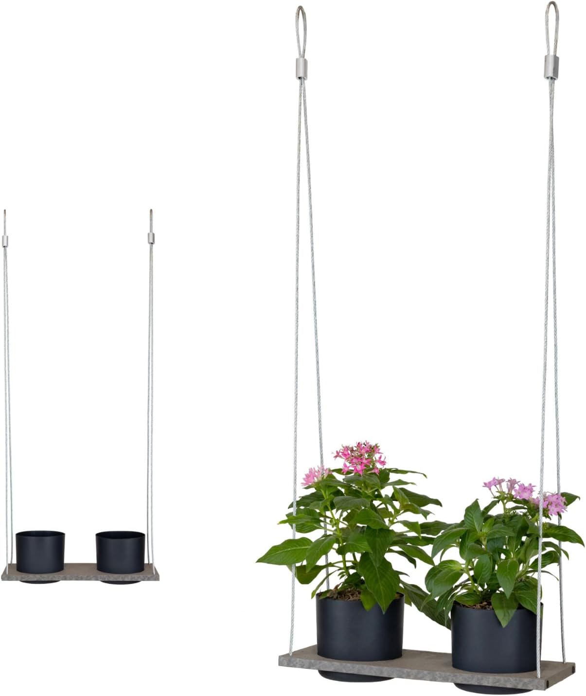 Urban Garden Decor with Pots Included, Hanging Planters for Indoor Outdoor Plants, Hanging Flowerpots, Wall Hanging Plant Holder Window Plant Shelves (Stone Gray, Shelf 2 Pots)