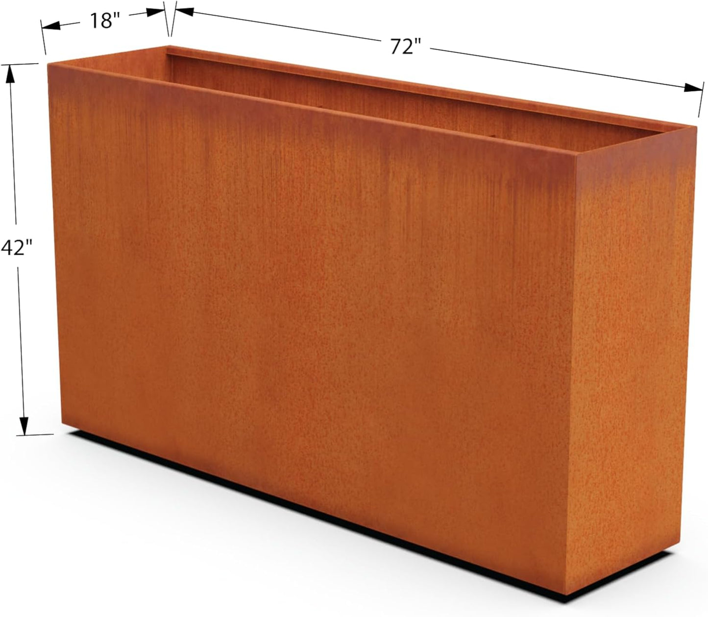 Large Rectangular Planters for Outdoor Plants – 72x18x42 Inch Corten Steel Planter, Extra Large Outdoor Planter Box for Patio Privacy Screen & Garden Divider, Fully Assembled