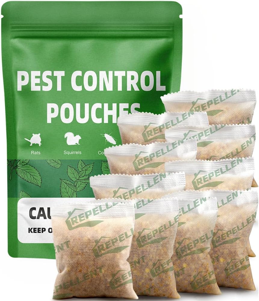 Pest Control, Mouse Repellent Pouches, Rodent Repellent, Mice Repellant Indoor, Peppermint Mice to Repel Spider, Ant, Roach & Mosquito, Rat Repellant Outdoor, Keep Mouse Out of Camper-10P