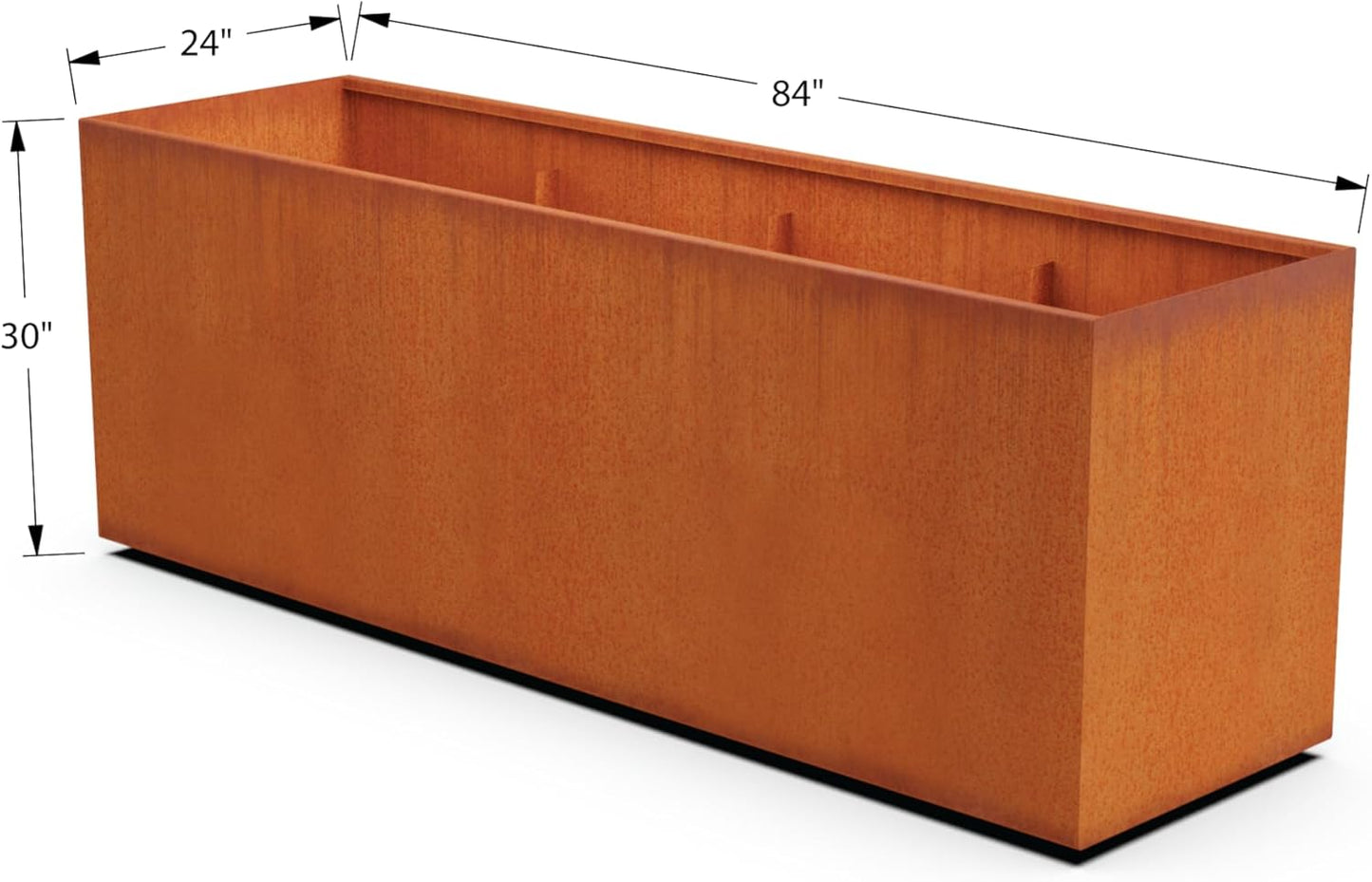 Large Rectangular Planters for Outdoor Plants - 84x24x30 Inch Extra Large Corten Steel Planter Box for Modern Landscape Design - Metal Raised Garden Bed