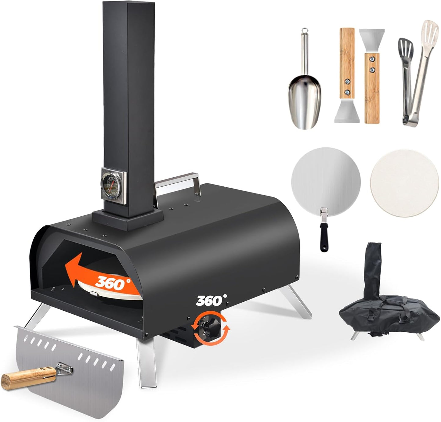 1112 Temp 11-inch Pizza Oven Rotating Pizza Stone 360 ℃ Outdoor Pizza Oven Wood Pizza Oven Outdoor Ovens For The Backyard