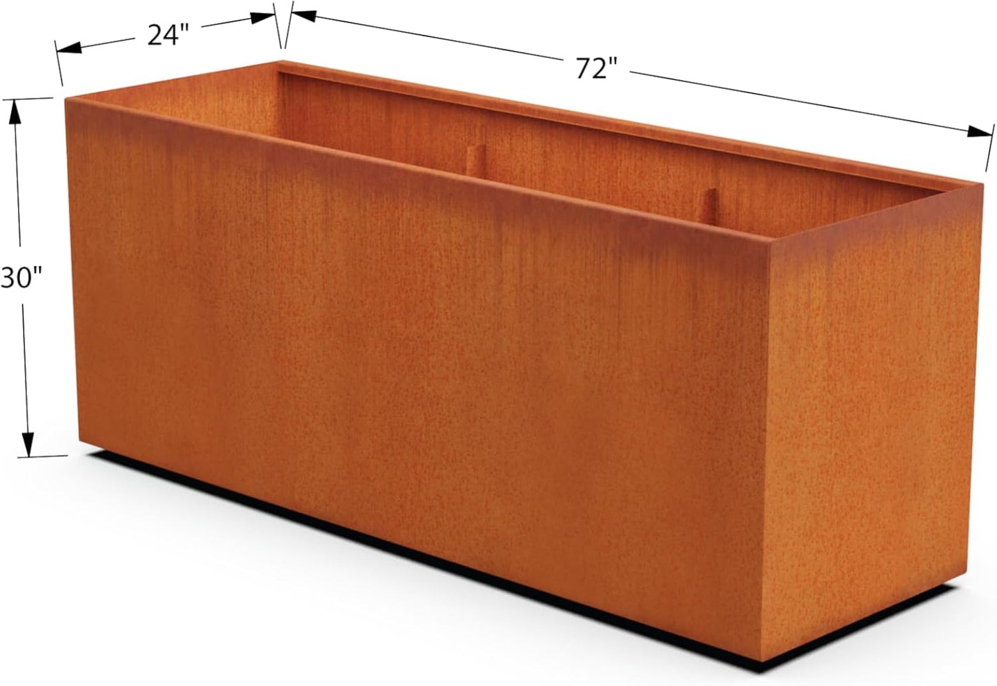 Large Rectangular Planters for Outdoor Plants - 72x24x30 Extra Large Corten Steel Planter Box for Patio Privacy Screen or Raised Garden Bed | 11-Gauge Heavy Duty Metal