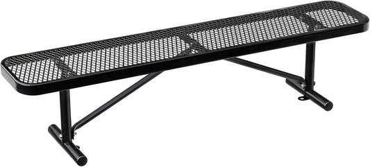 Heavy-Duty Park Bench or Table for Outside - Black Coated Outdoor Furniture Steel Bench, Commercial-Grade Outdoor Benches Weatherproof for Park, Patio, Porch (Black, 6FT (Without Backrest))