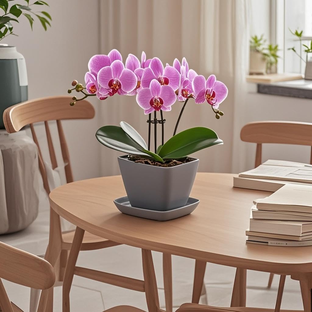 Square Plant Saucer 4 Inch 2 Pack，Plant Trays for Pots, Gray Ceramic Plant Saucers for Indoors Outdoors, Plant Drip Tray 4 6 8 10 12 14 Inch