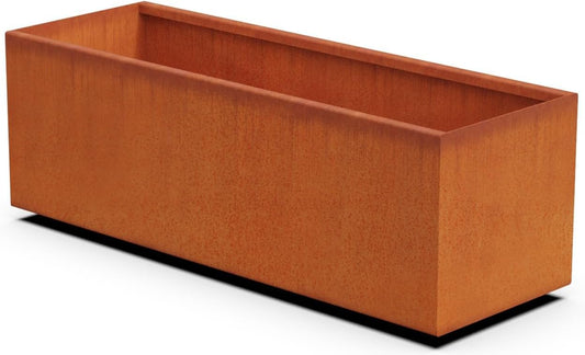 Large Rectangular Planters for Outdoor Plants - 46x16x16 Inch Corten Steel Planter Box, Extra Large Metal Planter for Patio & Garden, Heavy Duty, Made in USA