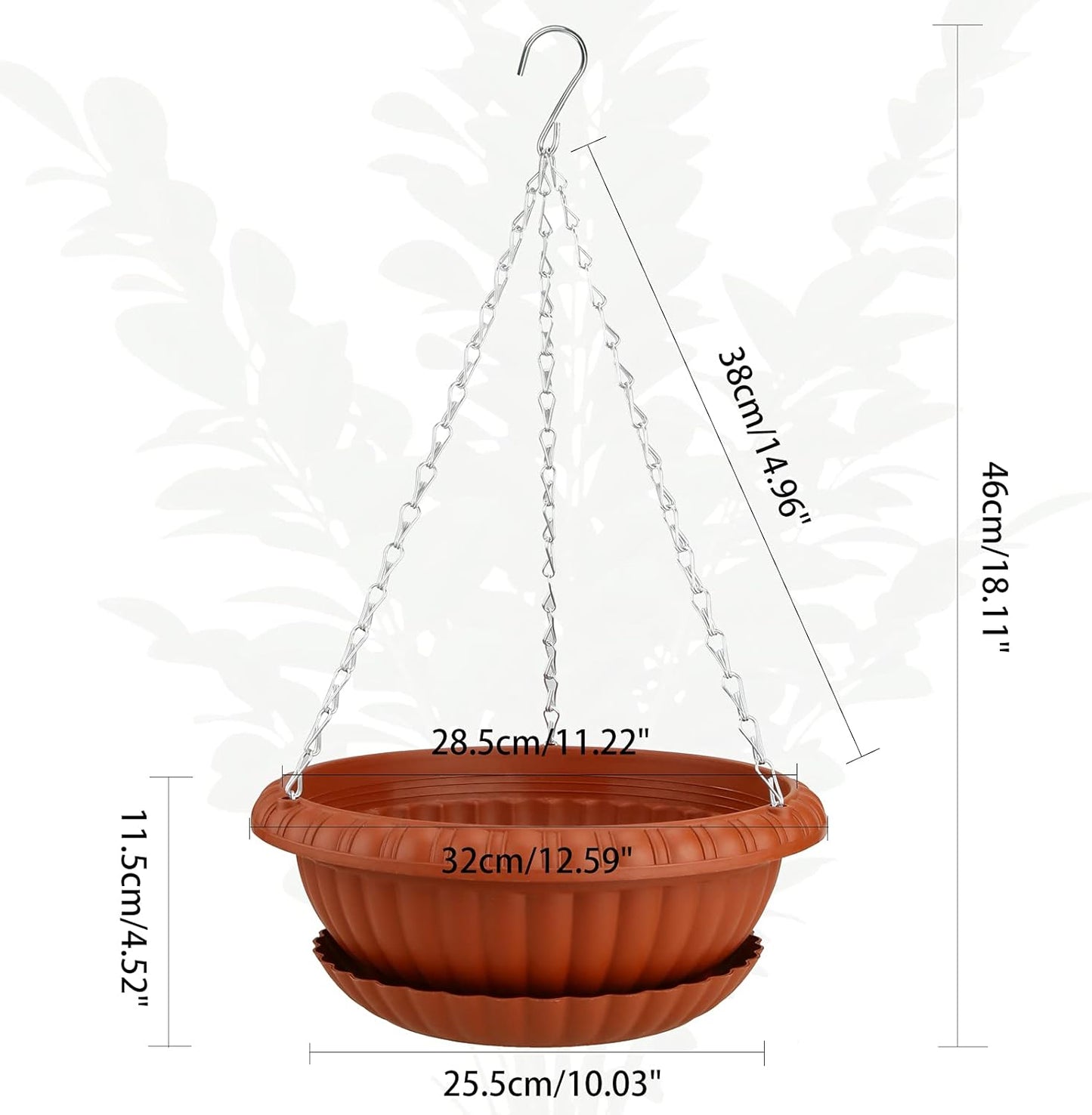 summer flower Planter, 3pcs 12.59in Large Hanging, Plant Pot with Drainage Hole, Plastic, for Indoor Outdoor Garden Herb Succulent, Wall Window Mount, Red2