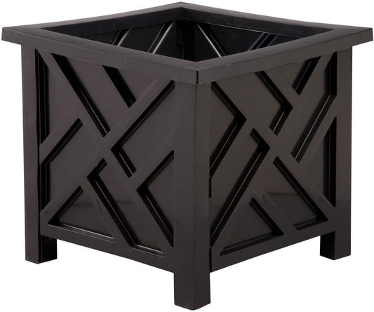 Miles Kimball Chippendale Planter Box, Black – Plant Holder for Garden, Patio and Lawn – 14 ¾” sq. x 13 ¼ H Overall