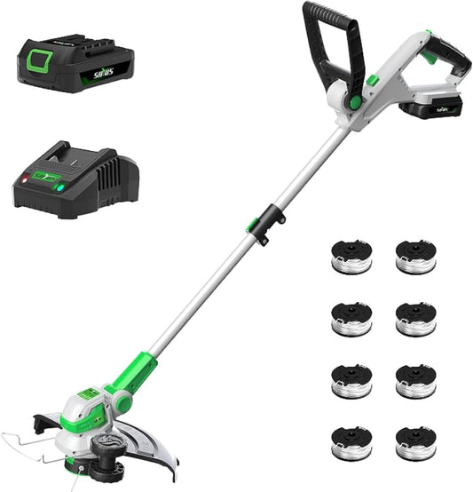SOYUS Weed Wacker Battery Operated, 12 Inch String Trimmer Cordless, 20V Weed Wacker Electric with Battery and Charger, Lightweight Edger Trimmer with 8 Pcs Replacement Spool Trimmer Lines