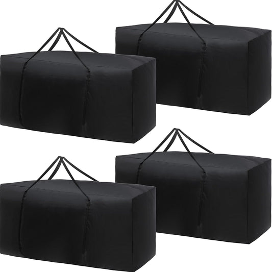 Silkfly 4 Pcs Patio Cushion Storage Bags Outdoor 68" L x 30" W x 20" H Cushion Storage Bag with Handles Waterproof Extra Large 420D Oxford Fabric Heavy Duty Zippered Furniture Pillow Protective, Black