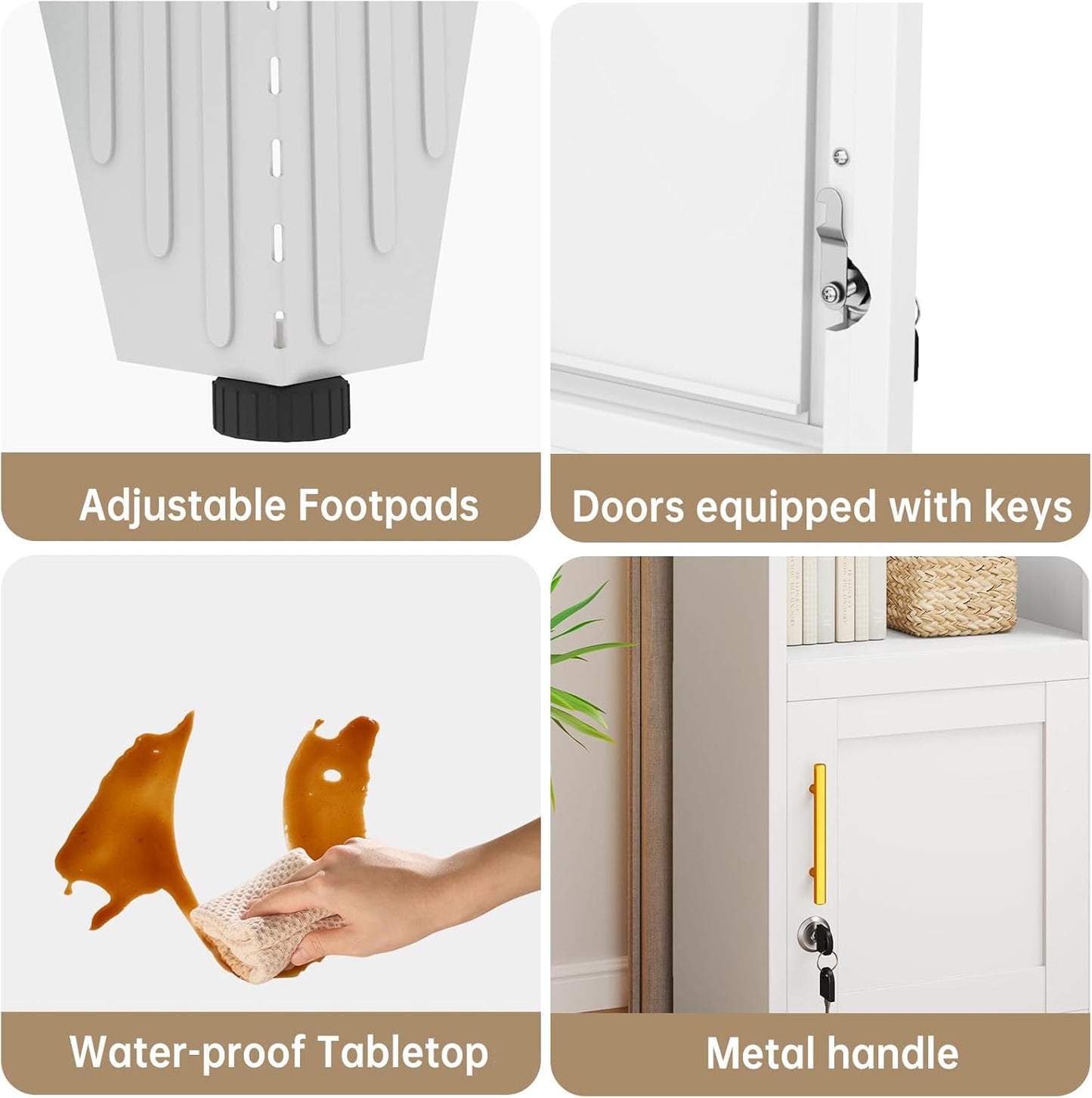 27" Metal Nightstand with Locked Doors, Small Sidetable with 1 Storage Shelf, Storage Cabinet for Bedroom, Metal End Table for Home, Office White