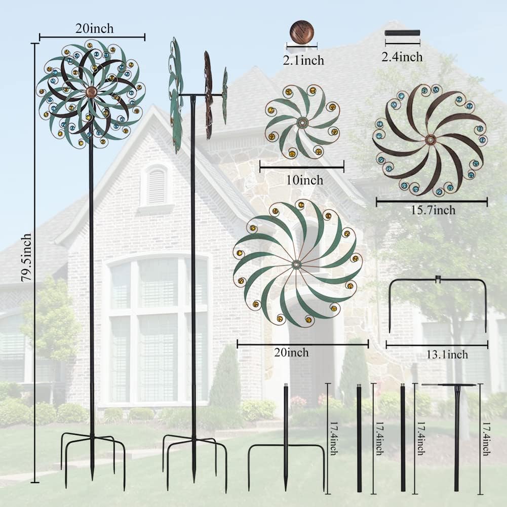 Stargarden Large Metal Wind Spinners for Outdoor, Metal Yard Art Wind Sculptures & Spinners for Yard and Garden Decorations (20x80 Inches)