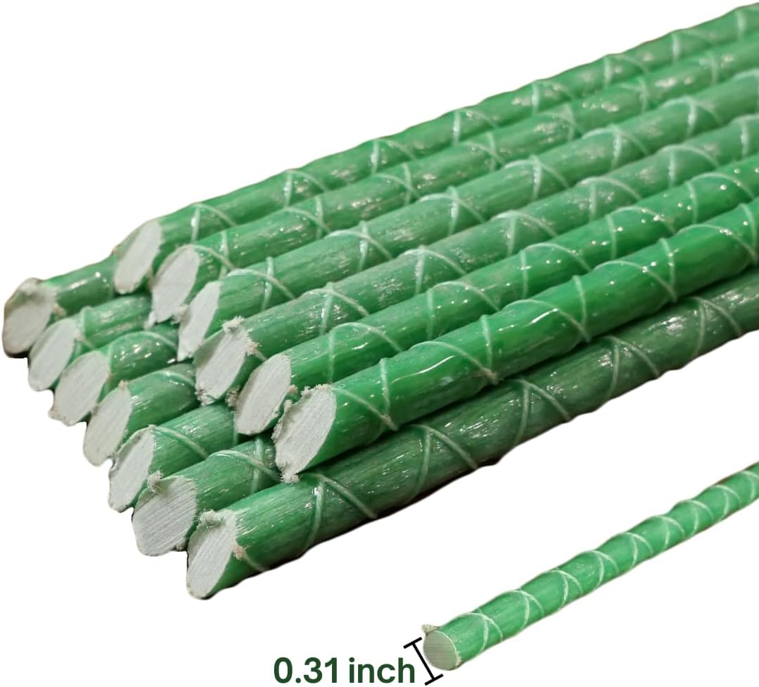Fiberglass Eco Friendly Garden Stakes(Choose Height/Quantity) – Durable, Lightweight, Tomato, Tree, Strawberry, Plant, Support Fencing Stakes with Patterned Surface 5/16" Diameter (50, 4)
