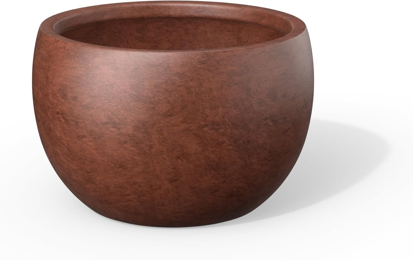 Kante 15.7" Dia Round Concrete Planter, Outdoor/Indoor Large Bowl Plant Pots with Drainage Hole and Rubber Plug for Garden Patio Balcony Home, Rusty