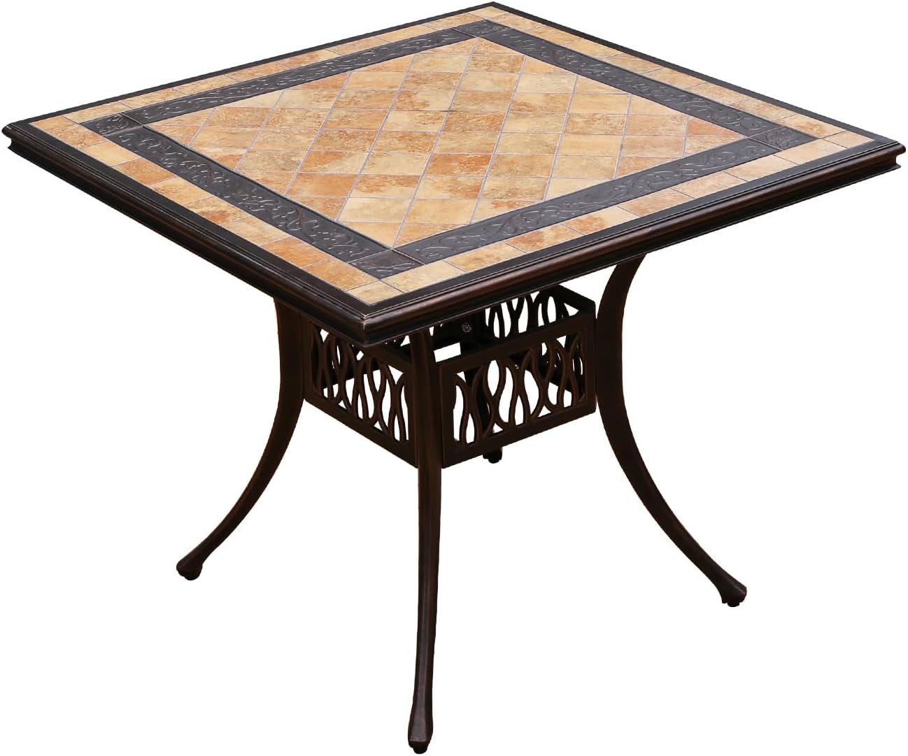 Outdoor Table Tile Square Patio Table All Weather Aluminum Frame Outdoor Dining Tables for Lawn Garden Backyard (90 * 90cm Aluminium Tile Square Tables)