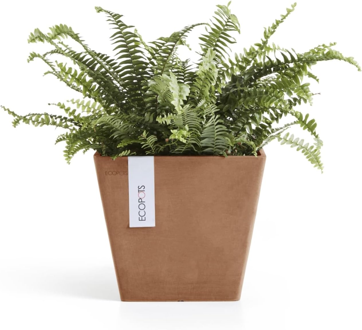 Ecopots Rotterdam Durable Modern Square Indoor/Outdoor Recycled-Based Composite Flower Planter, Terracotta Color, 8"
