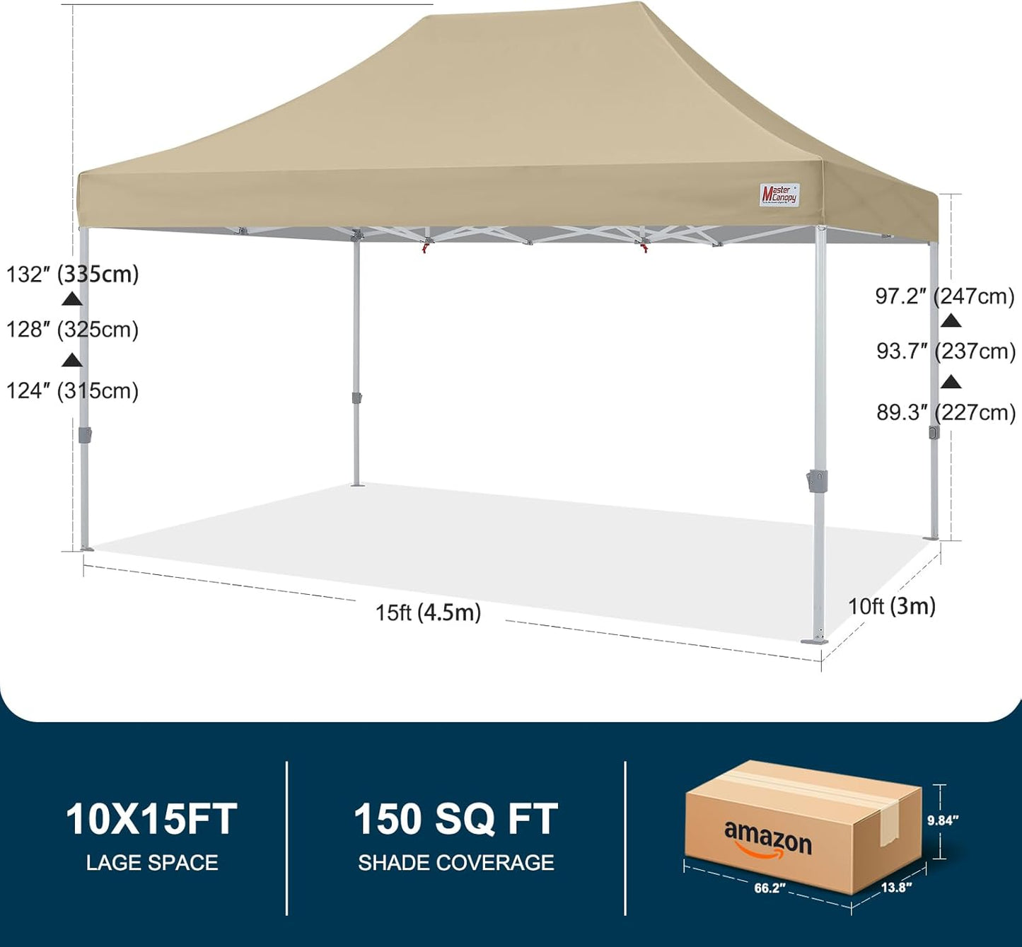 MASTERCANOPY Pop Up Canopy Tent Commercial Grade 10x20 Instant Shelter (Beige)