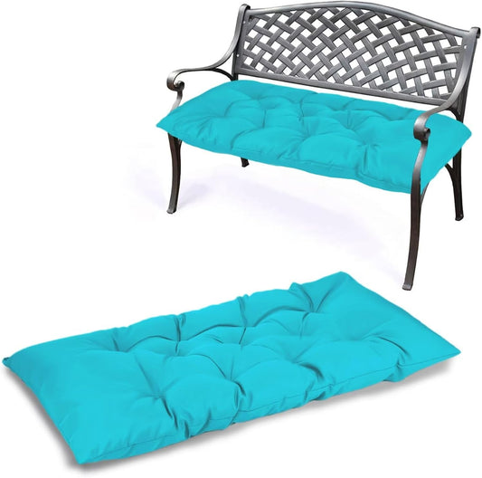 47.3 in Waterproof Indoor/Outdoor Garden Bench Seat Cushions，Thicken Patio Bench Soft Rocking Chairs Pad Lounger Seat for Wicker Loveseat Settee（47.3 X 19.6 X 3.9 in Turquoise）
