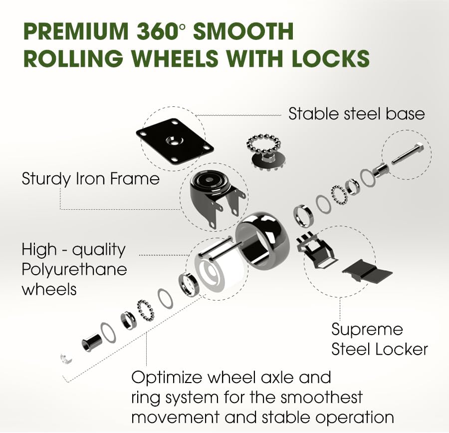Idzo 2pack 12inches Wood Plant Caddy with Wheels Heavy Duty, 264 Lbs Capacity, Acacia Hardwood Plant Dolly, Plant Stand with 360° Lockable Wheels for Plant Pots, Heavy Objects Hauling - Natural Wood