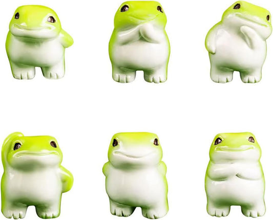 Set of 6 Mini Resin Animals Frogs Figurines,Living Room Bathroom Bedroom Kitchen Office Desk Bookshelf Farmhouse Car Garden Decor Miniature Frog Statue Decoration Outdoor Bonsai Fish Tank Accessories
