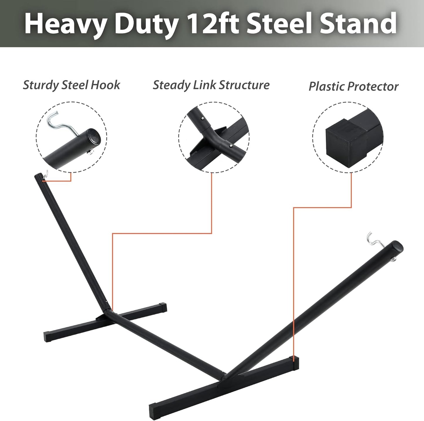 Two Person Hammock with Stand Heavy Duty, Outdoor Patio Hammock with Portable Steel Stand, Large Double Hammocks,480lbs Capacity.(Dark Blue)