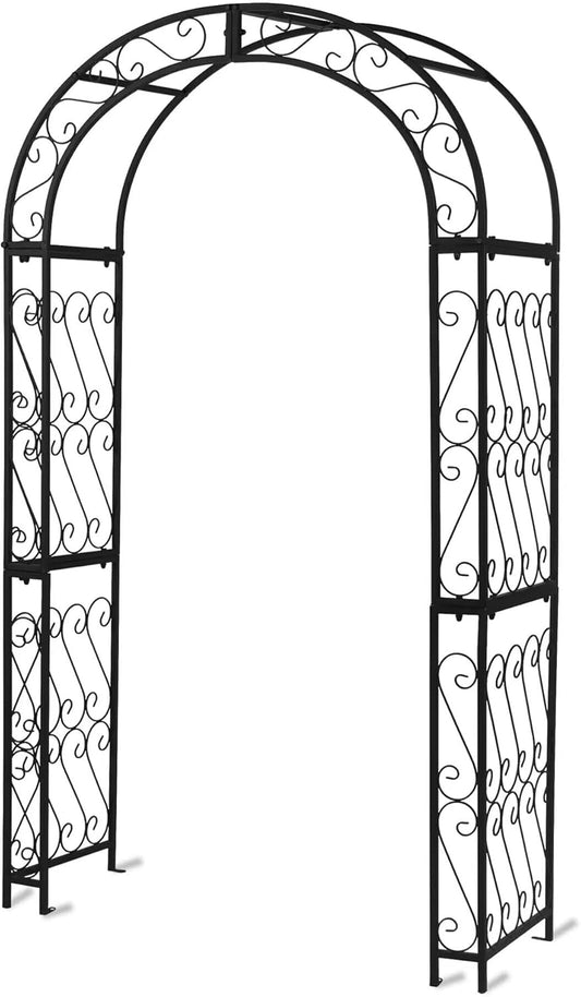 SCENDOR 48.8" W x 83.8" H Garden Arch, Black Sturdy Metal Iron Arbor, Courtyard Cast Trellis for Various Climbing Plant, Outdoor European-Style Archway Wedding Ceremony Party