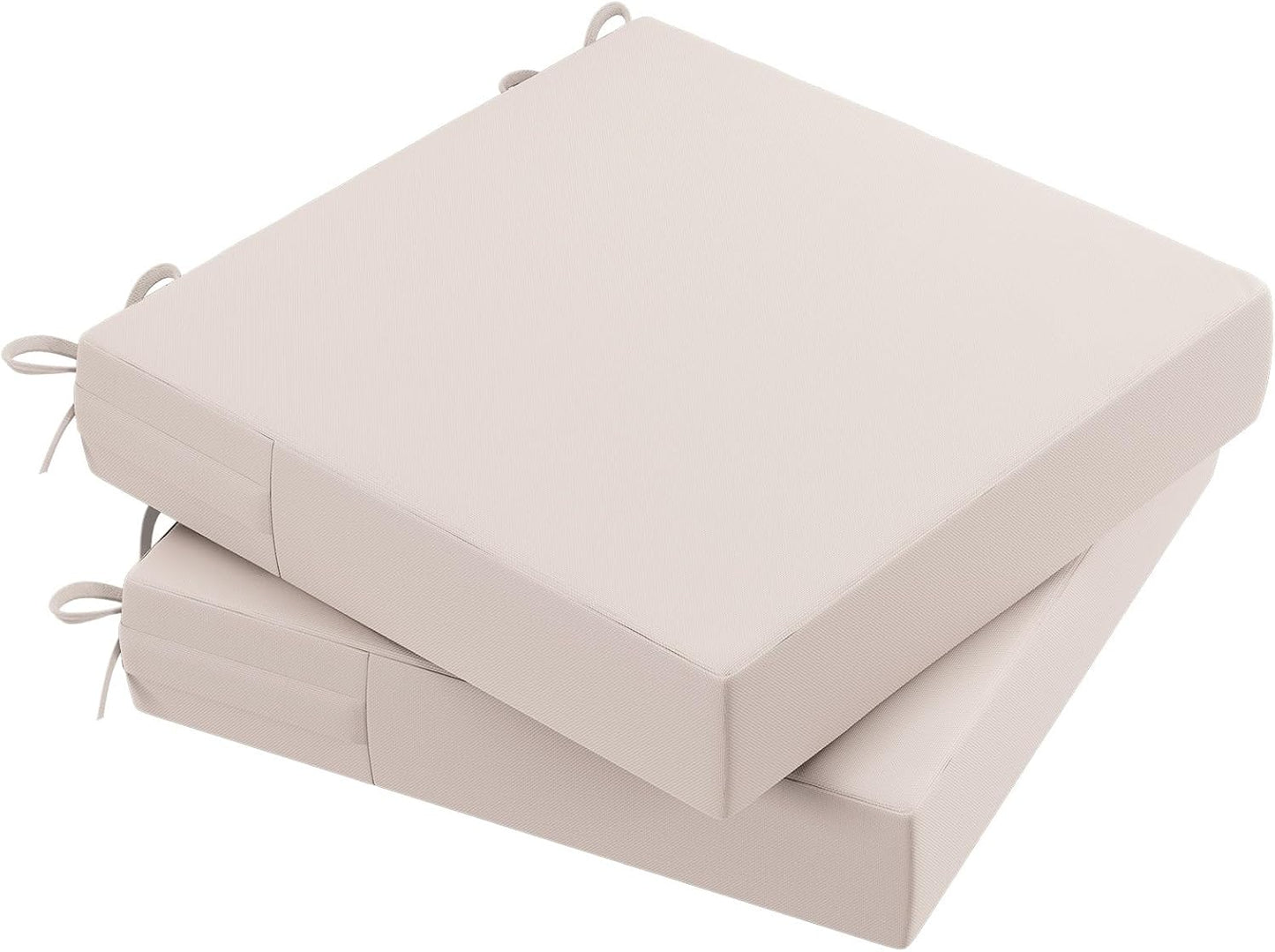 AAAAAcessories Outdoor Seat Cushions for Chairs, Waterproof, Fade-Resistant Patio Furniture Replacement Cushions, 21" x 21" x 4", Set of 2, Khaki Beige