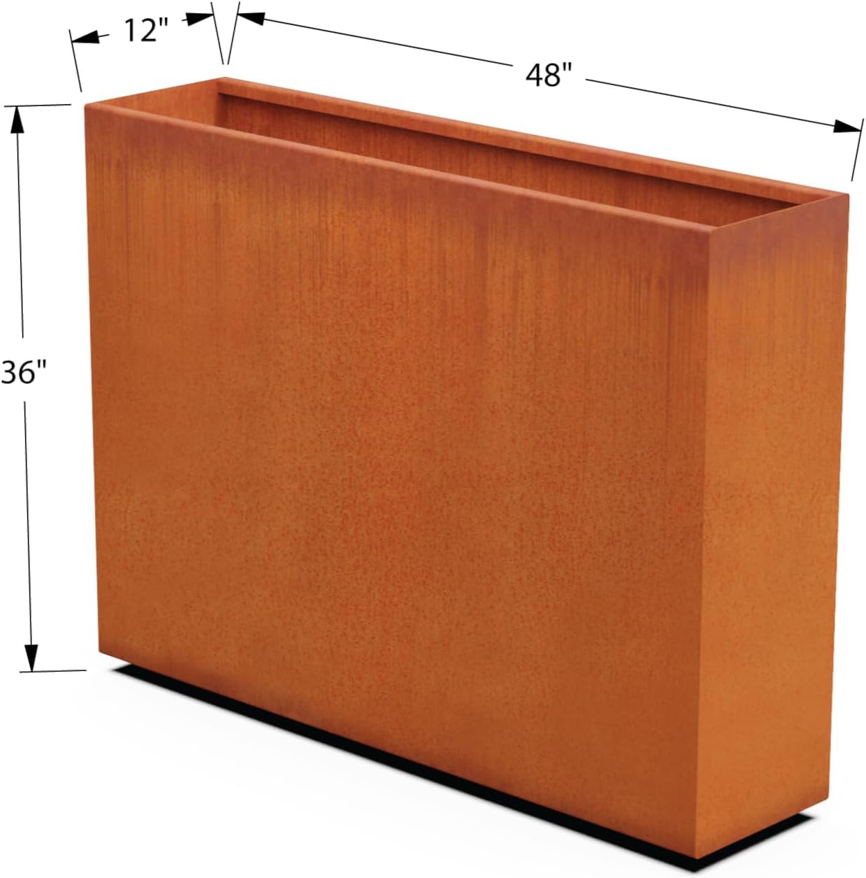 Large Rectangular Planters for Outdoor Plants - 48x12x36 Inch Corten Steel Planter, Extra Large Outdoor Planter Box for Patio Privacy Screen, Metal Planter Rectangle