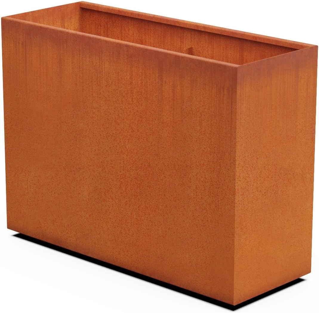 Large Rectangular Planters for Outdoor Plants | 48x18x36 Corten Steel Planter | Extra Large Outdoor Planter Box for Patios and Gardens | Fully Assembled Metal Planter Rectangle