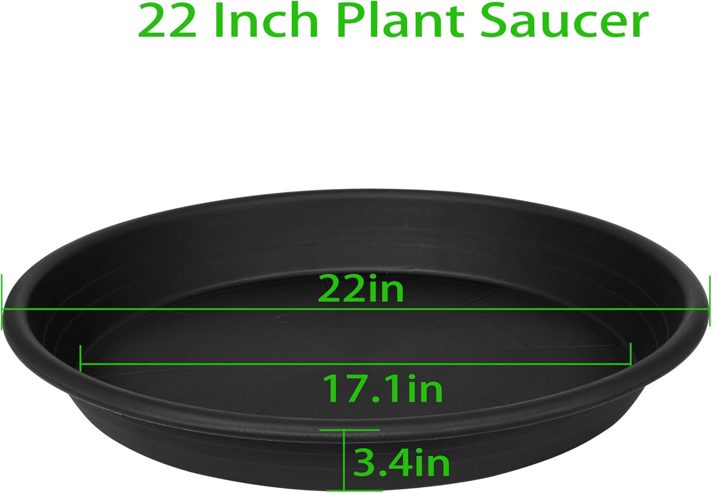 3 Pack of 22 inch Extra Large Plant Saucer, Bird Bath Bowls for Garden, Extra-Deep 3.4" Plant Tray, Plastic Pot Trays for Indoors Outdoors, Water Catcher for Gallon Grow Bags 19-22" (22", Black)
