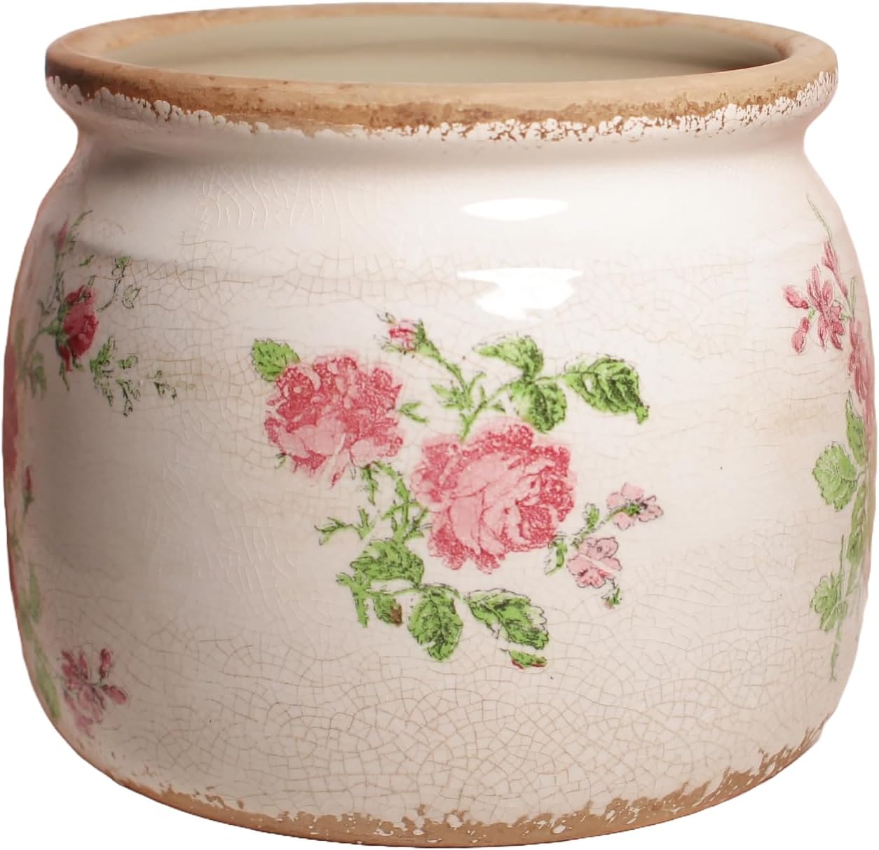 Ceramic Planters for Indoor Plants, Plant Pots with Drainage Hole, 6.29in. Flower Pots for Indoor Plants, Vintage Planters & Succulent Pots, Crackle Glaze Finish Plant Pots, Vintage Floral