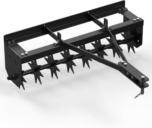 32 Inch Tow Behind Lawn Plug Aerator, Steel Body,2 Inch Deep Penetration,Designed to Be Towed Behind Lawn and Garden Tractors,Black
