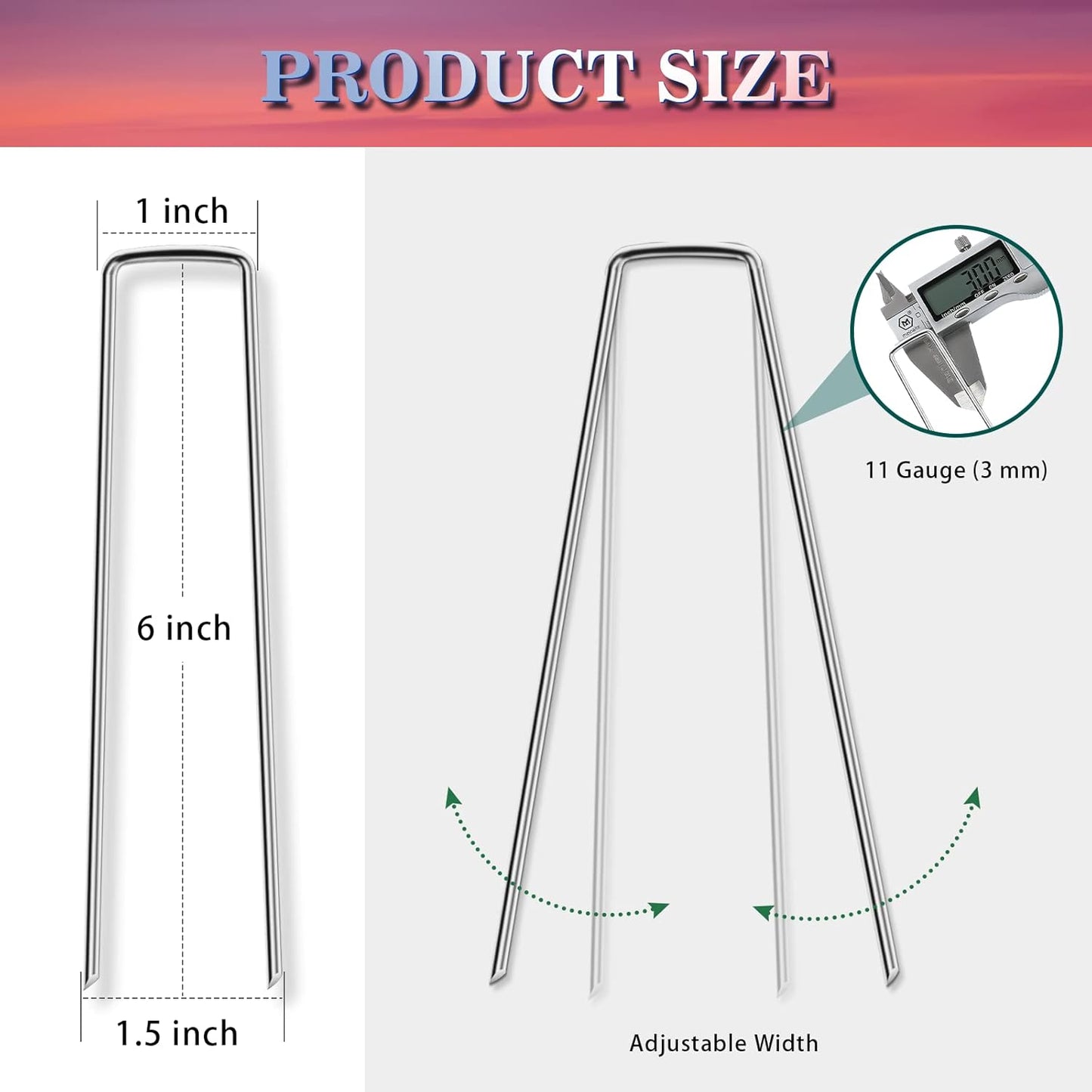 Gtongoko 500 Pack Galvanized Landscape Staples Garden Stakes Plant Cover Stakes 6 Inch 11 Gauge SOD Staples Ground Stakes for Landscaping Securing Weed Barrier Fabric