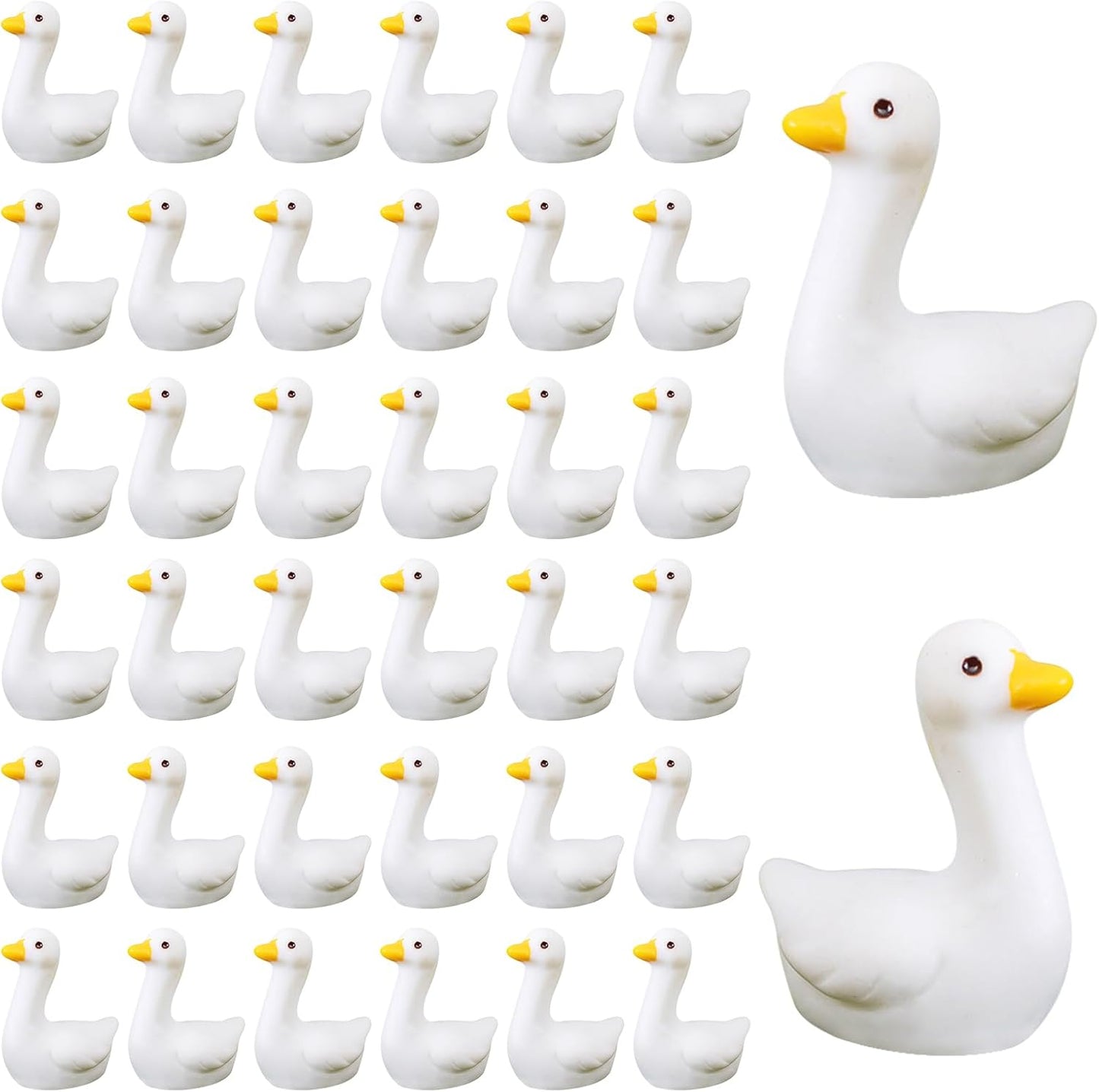 ﻿50pcs Mini Tiny Goose Figurines - Resin Geese Animal Statues for Halloween Decorations, DIY Crafts, Party Gifts, Stocking Stuffers, Micro Landscape Ornaments to Hide,Small Desk Goose Decor