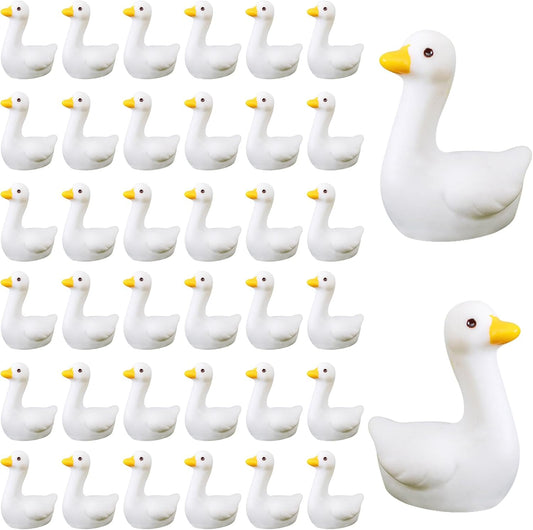 ﻿50pcs Mini Tiny Goose Figurines - Resin Geese Animal Statues for Halloween Decorations, DIY Crafts, Party Gifts, Stocking Stuffers, Micro Landscape Ornaments to Hide,Small Desk Goose Decor