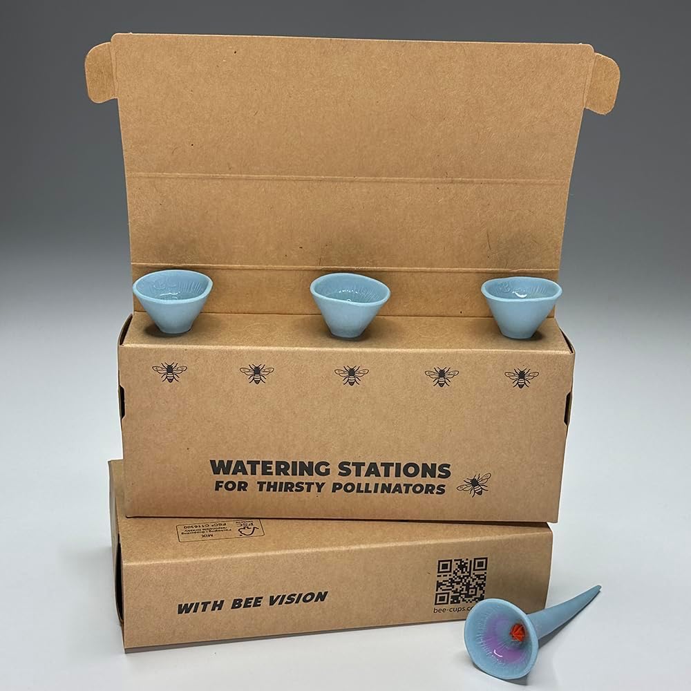 3 Pack, Bee Watering Station, Butterfly Feeder, Bee Feeder, Garden Decor, Bee Decor, Outdoor Garden Decor, Plastic Free, Handmade from Porcelain (3, Morning Glory)