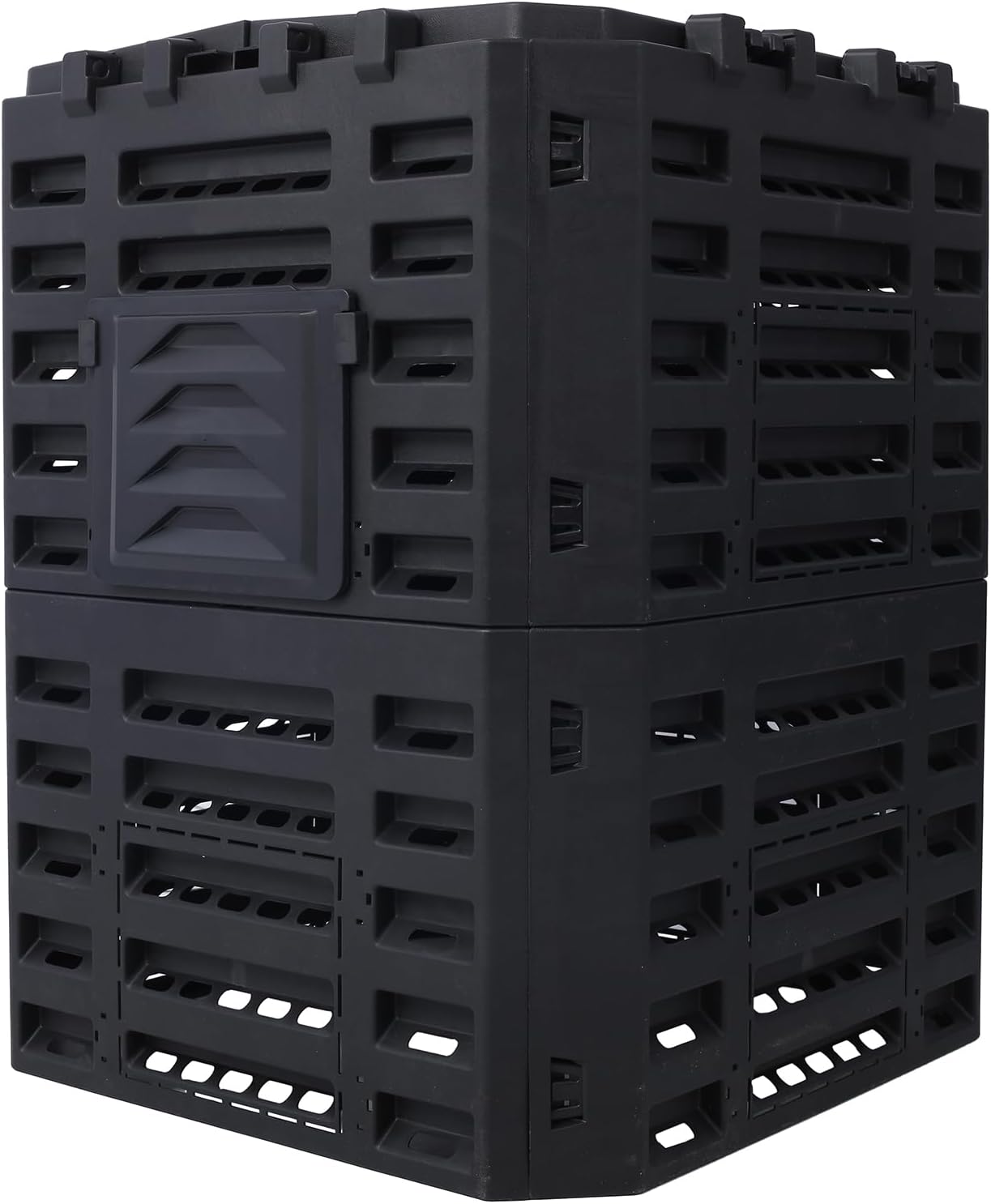 Black Garden Composter Bin - 90 Gallons (340Liter) of Recycled Plastic for Easy Assembly & Aerating Composting – Create Fertile Soil with Lightweight Outdoor Compost Box