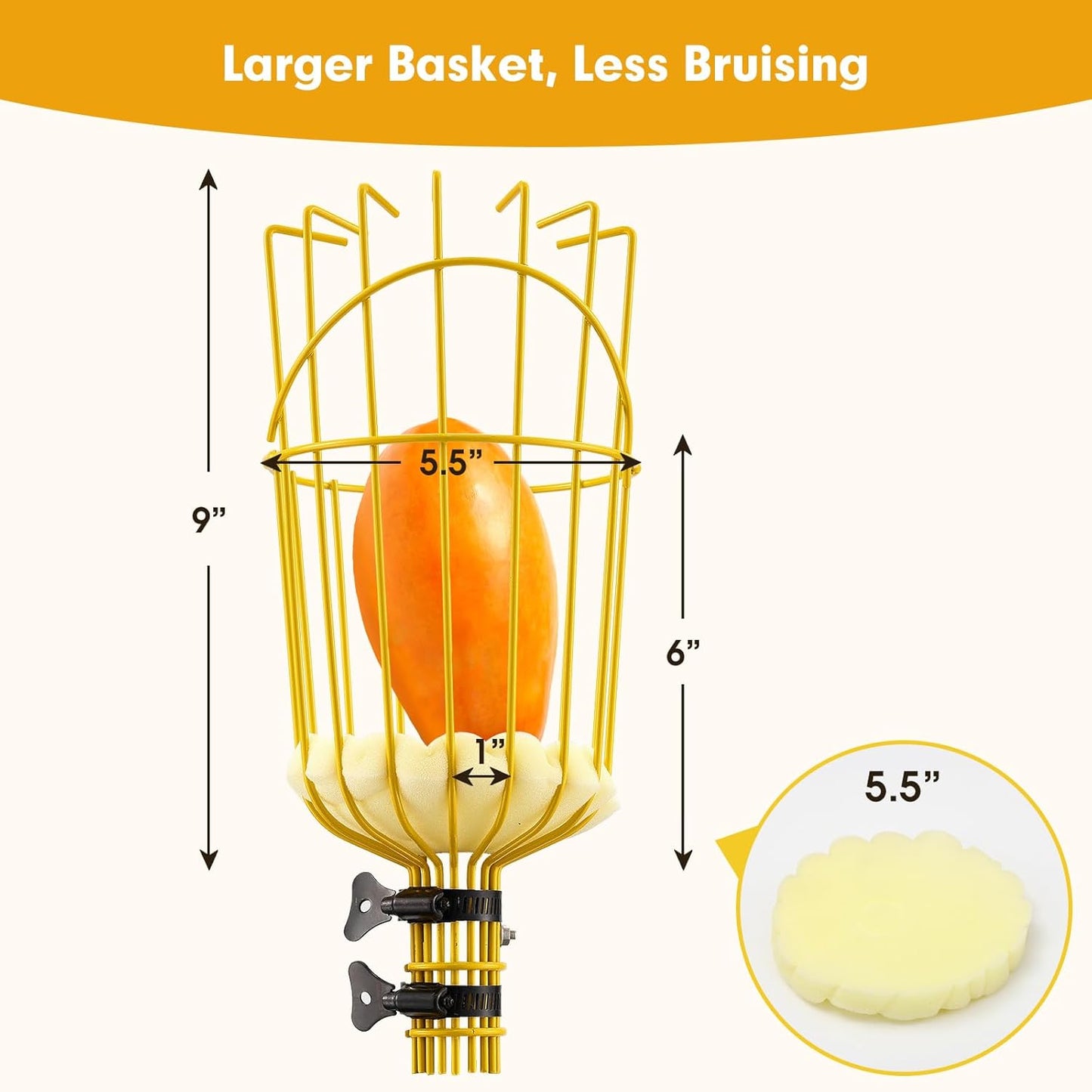 Apple Picker,156 Inch Long Handle Fruit Picker Pole with Basket for High Fruit Tree,Splicing Adjustable Apple Fruit Picker Pole for Pear,Orange,Peach,Lemon,Plum,Mango Tall Trees Fruit Grabber