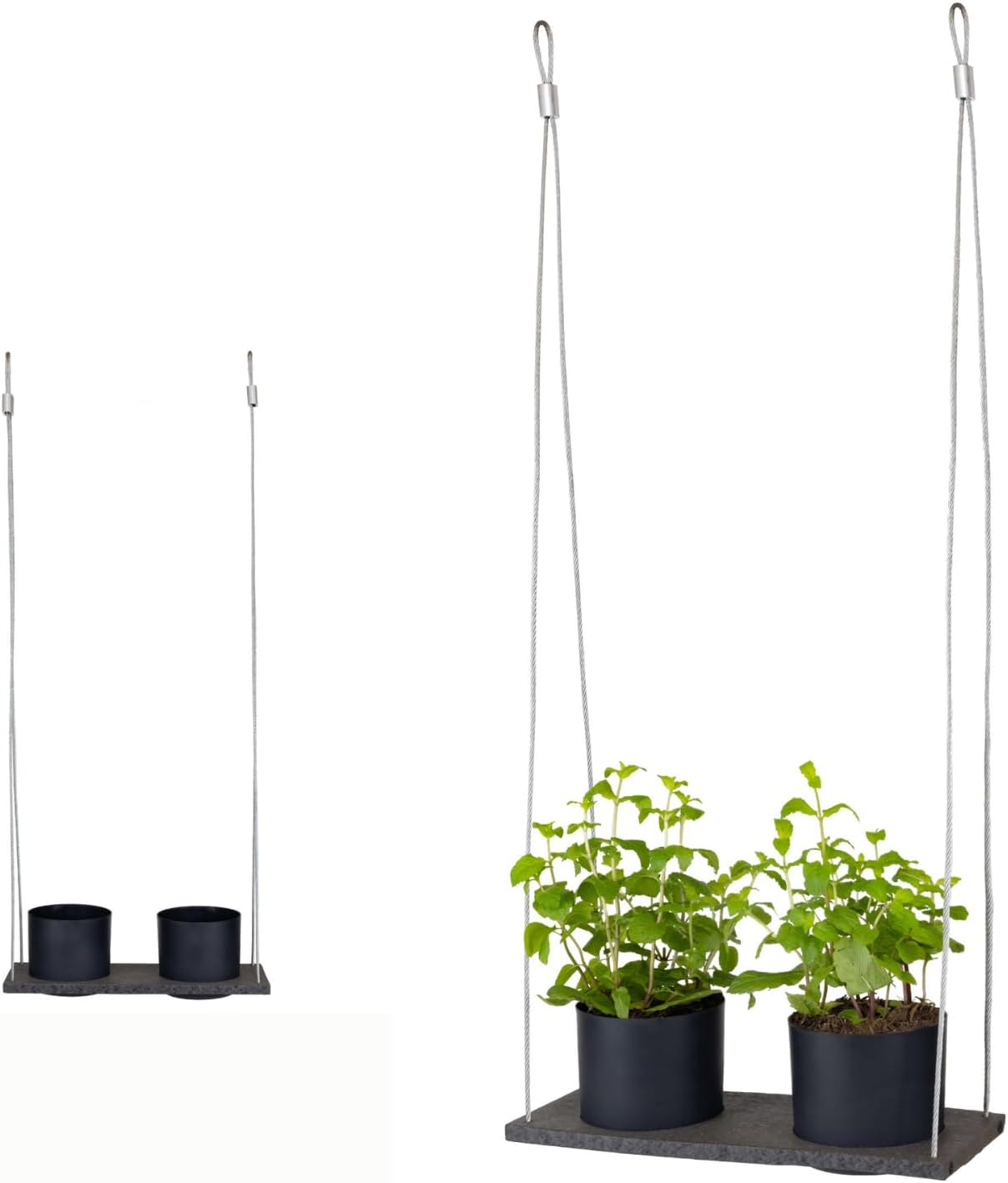 Urban Garden Decor with Pots Included, Hanging Planters for Indoor Outdoor Plants, Hanging Flowerpots, Wall Hanging Plant Holder Window Plant Shelves (Coffee Brown, Shelf 2 Pots)