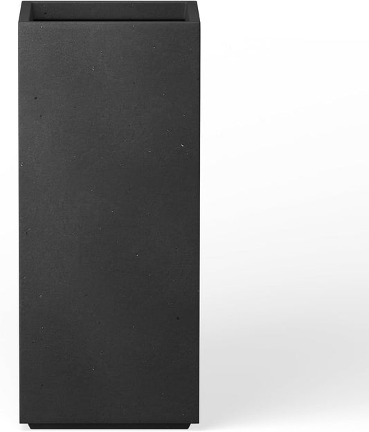 Kante 27.6" H Tall Rectangular Concrete Planter, Modern Square Diameter Plant Pot with Drainage Hole and Rubber Plug for Indoor Outdoor Home Patio Garden, Black