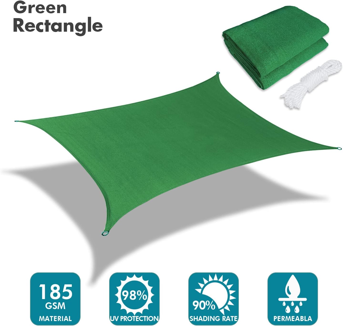 KANAGAWA 7'X7' Dark Green Custom Size Sun Shade Sail Square UV Block Canopy Cover for Patio Backyard Lawn Garden Outdoor (Customized Available)