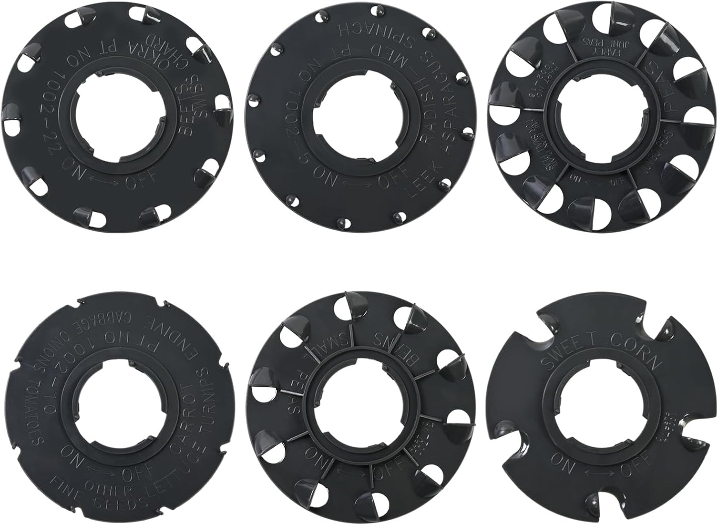 60009 Set 6 Standard Seed Plates Compatible with Earthway 1001-B Seeder,Works for: Sweet Corn, Radish, Leek, Asparagus, Spinach, Carrot, Lettuce, Turnip, Cabbage, Endive,Onion, Tomato, Bean