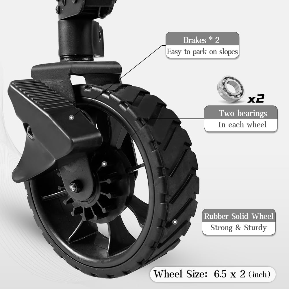 Whitsunday Folding Collapsible Utility Wagon, Heavy Duty Outdoor Park Beach Wagon with Table and Side Pocket for Camping Sports Shopping Brown