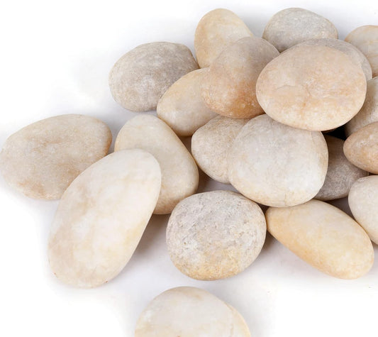 20LB Smooth Pebbles River Rocks, 100% Natural Hand-Picked Premium Decorative Pebbles, Ideal for Garden Landscaping, Home Decor, Aquariums, Painting, Crafting and Gifts, Cream White