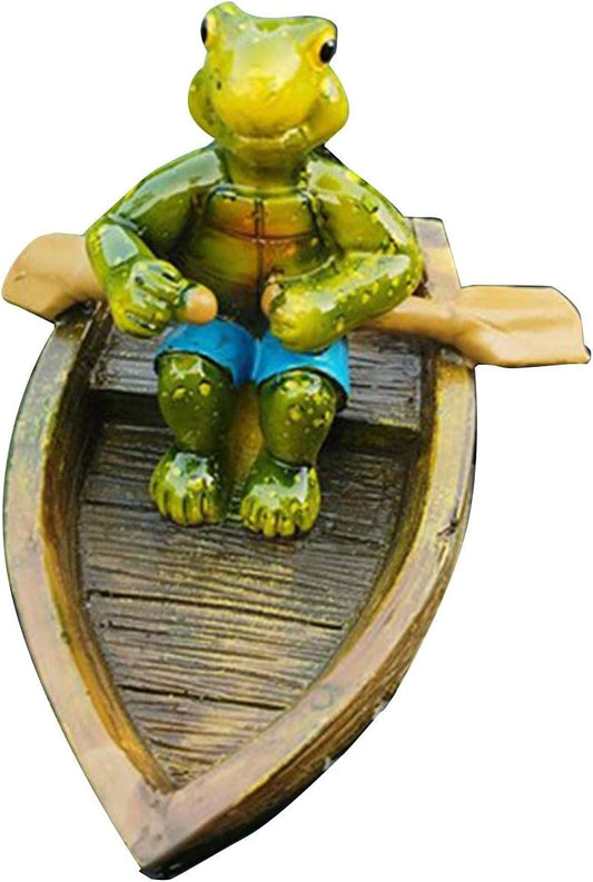 Saycker Water Floating with Frog Ornament Figurine Statue Craft for Home Yard Garden Pond Decoration Photo Prop Gift Rowing(Tortoise Shape)